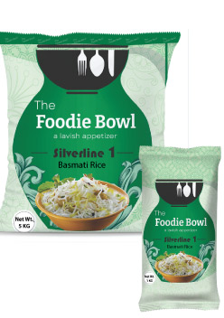 The Foodie Bowl Silverline 1, White Sella Long grain Basmati Rice